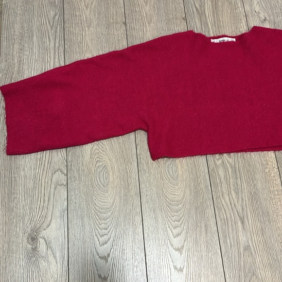 Zara Cropped Wide Sleeve Sweater Fuchsia Size Small - Picture 6 of 11